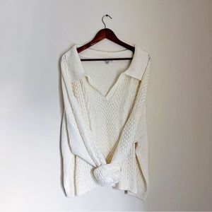 CATO slouchy collared cream sweater, size 26/28W (2X)